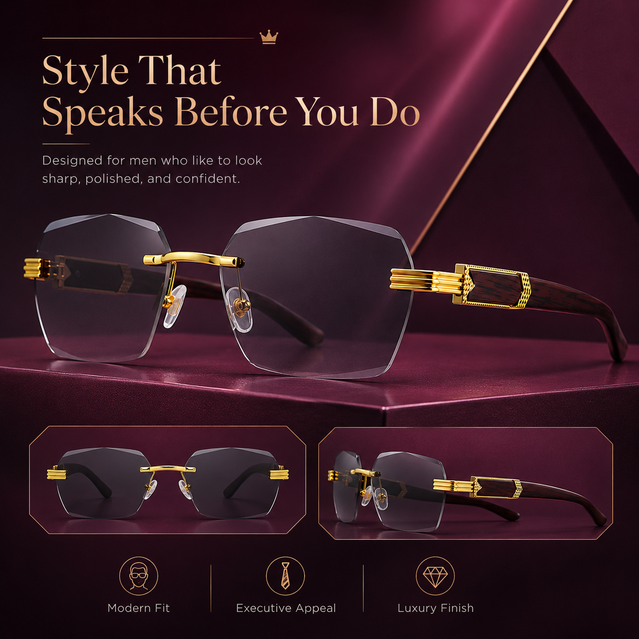 Luxury Rimless Sunglasses